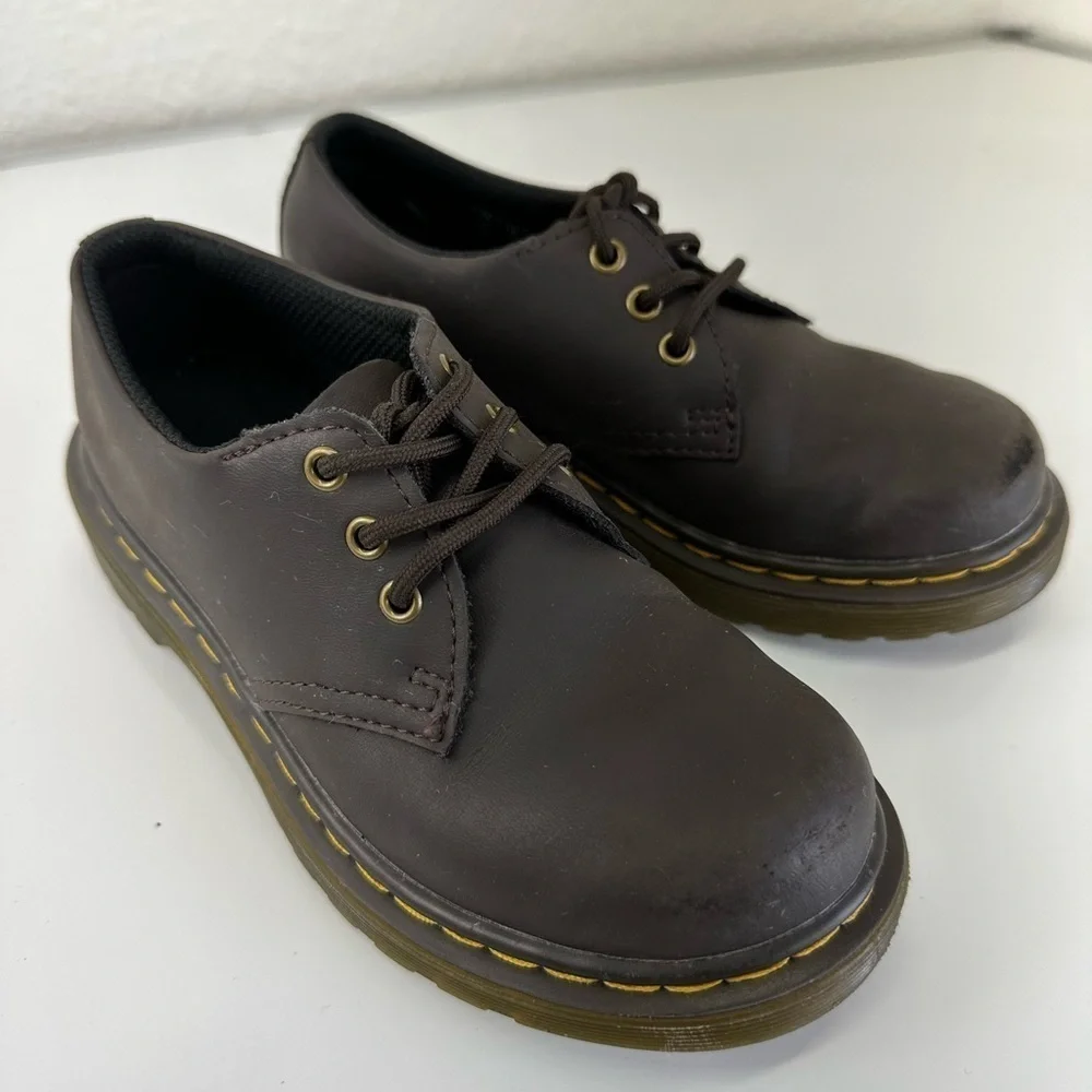 Dr. Martens 1461 J Softy Toe Dark Brown Leather Shoes KIDS  Size 12